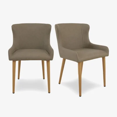 Furniture Village Riga Pair of Upholstered Dining Chairs - Taupe