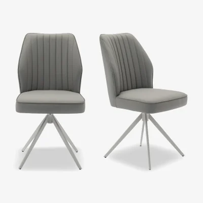 Furniture Village Fumo Faux Leather Pair of Swivel Dining Chairs