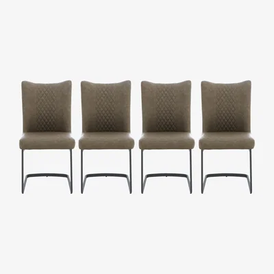 Furniture Village Bodahl - Loki Set of 4 Cantilever Dining Chairs - Olive
