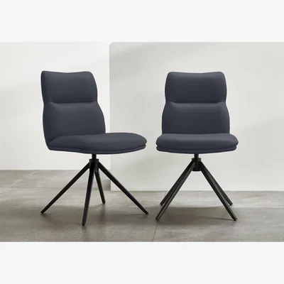 Furniture Village Quattro Pair of Swivel Dining Chairs - Black