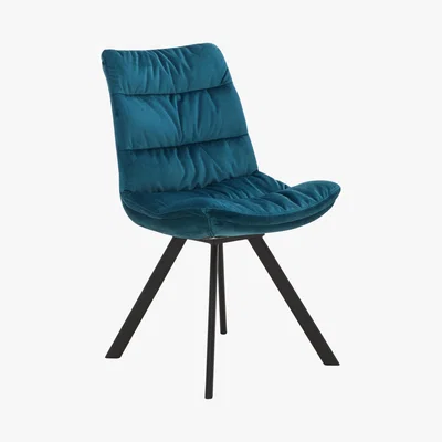 Furniture Village Diego Pair of Velvet Dining Chairs - Teal