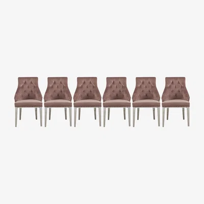 Furniture Village Dolce Set of 6 Button Back Dining Chairs - Blush