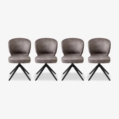 Furniture Village Imperium Set of 4 Fabric Swivel Dining Chairs - Chocolate
