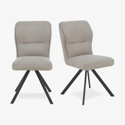 Furniture Village Bodahl - Terra Pair of Fabric Swivel Dining Chairs - Taupe