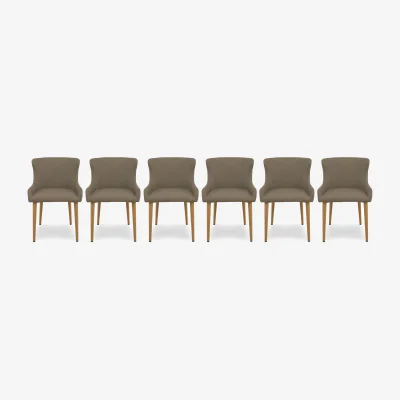 Furniture Village Riga Set of 6 Upholstered Dining Chairs - Taupe