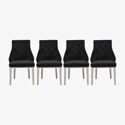 Furniture Village Dolce Set of 4 Button Back Dining Chairs - Black