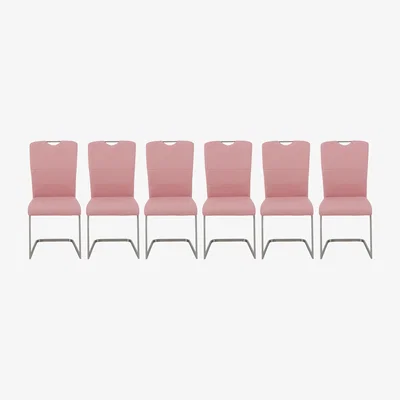 Furniture Village Bianco Set of 6 Dining Chairs - Pink