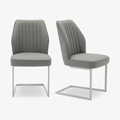 Furniture Village Fumo Pair of Faux Leather Cantilever Dining Chairs