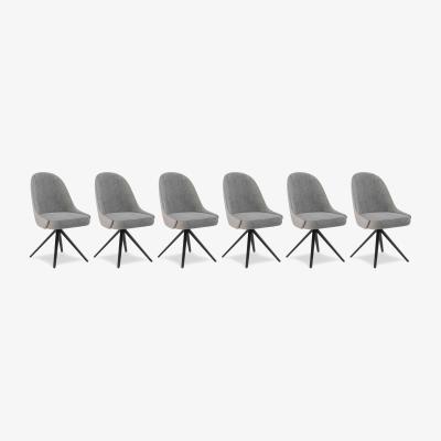 Furniture Village Jose Set of 6 Swivel Dining Chairs - Stone