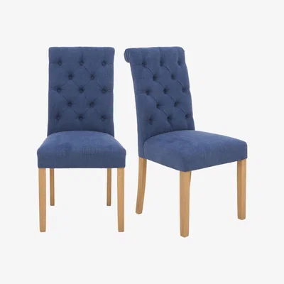 Furniture Village Furnitureland - Hamilton Pair of Button Back Dining Chairs - Denim
