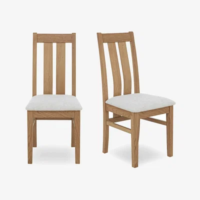 Furniture Village Augusta Pair of Wooden Slatted Back Dining Chairs