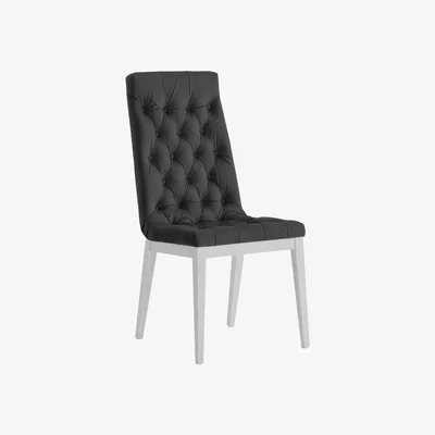 Furniture Village Palazzo Capitonne Buttoned Dining Chair in Glossy White - Scarlet Dark Grey