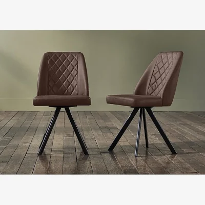 Furniture Village Mars Pair of Faux Leather Swivel Dining Chairs