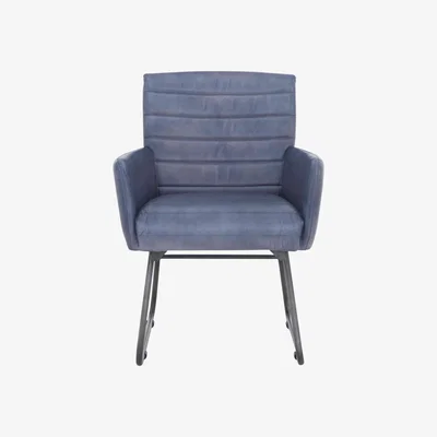 Furniture Village Sam Leather Dining Chair - Steel