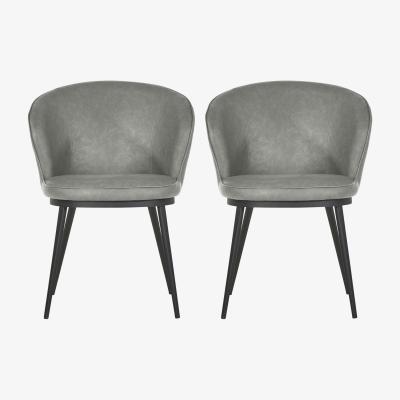 Furniture Village Hela Pair of Faux Leather Curved Dining Chairs with Metal Legs