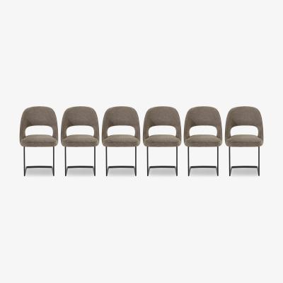 Furniture Village Tiber Set of 6 Cantilever Dining Chairs - Truffle