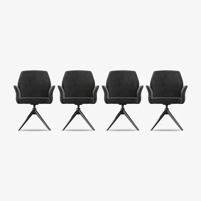 Furniture Village Julio Set of 4 Swivel Dining Arm Chairs - Anthracite