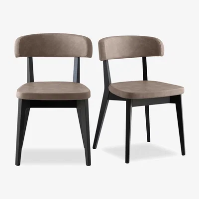 Furniture Village Connubia - Siren Pair of Graphite Wooden Leg Dining Chairs - Desert