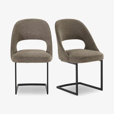 Furniture Village Tiber Pair of Cantilever Dining Chairs - Truffle