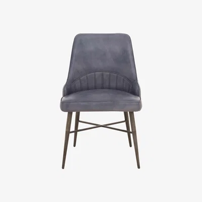 Furniture Village Val Leather Dining Chair - Steel