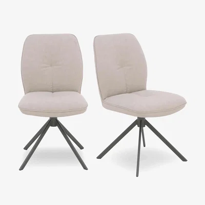 Furniture Village Perla Pair of Faux Leather Swivel Dining Chairs