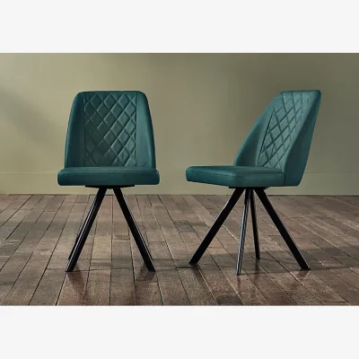 Furniture Village Jupiter Set of 6 Swivel Dining Chairs - Green