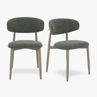 Furniture Village Aimar Pair of Open Back Dining Chairs - Green