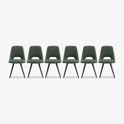 Furniture Village Matera Set of 6 Fabric Dining Chairs with Black Legs