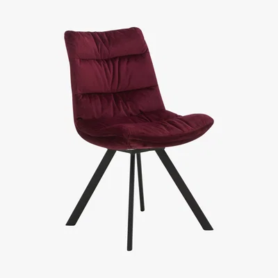 Furniture Village Diego Pair of Velvet Dining Chairs - Red