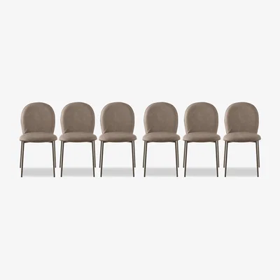 Furniture Village Connubia - Riley Set of 6 Mid Lava Metal Leg Dining Chairs - Desert