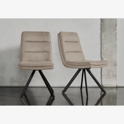 Furniture Village Bodahl - Njord Set of 4 Fabric Swivel Dining Chairs - Sand
