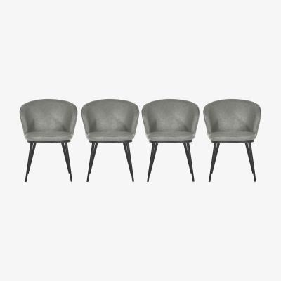 Furniture Village Hela Set of 4 Faux Leather Curved Dining Chairs with Metal Legs