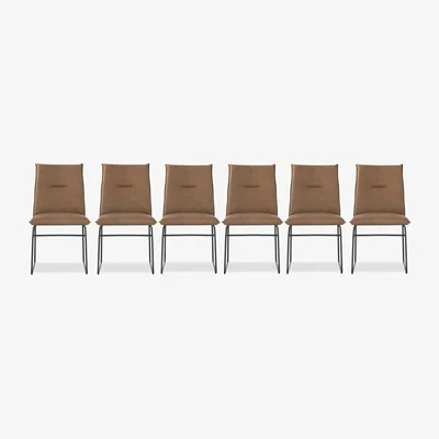 Furniture Village Connubia - Maya Set of 6 Black Metal Leg Dining Chairs - Tobacco