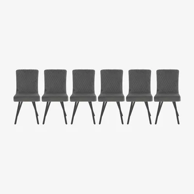 Furniture Village Mars Set of 6 Velvet Dining Chairs - Grey