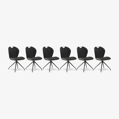 Furniture Village Raul Set of 6 Swivel Dining Chairs - Anthracite
