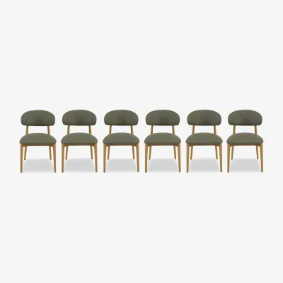 Furniture Village Riga Set of 6 Wooden Dining Chairs - Green