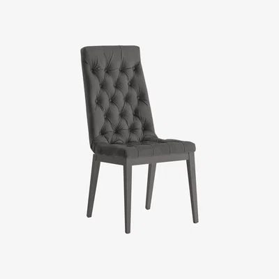 Furniture Village Palazzo Capitonne Buttoned Dining Chair in Silver Birch - Aquos Dark Grey