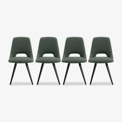 Furniture Village Matera Set of 4 Fabric Dining Chairs with Black Legs