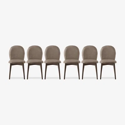 Furniture Village Connubia - Riley Set of 6 Mid Smoke Wooden Leg Dining Chairs - Desert