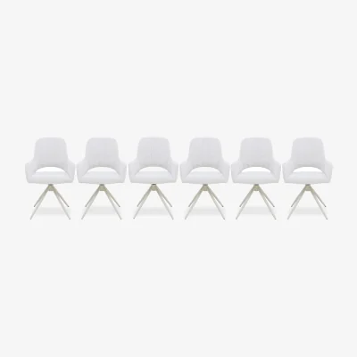 Furniture Village Pebble Set of 6 Swivel Dining Arm Chairs