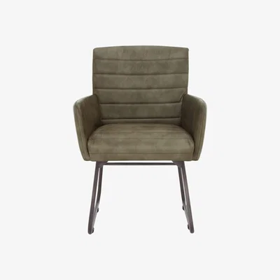 Furniture Village Sam Leather Dining Chair - Olive
