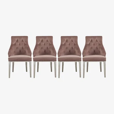Furniture Village Dolce Set of 4 Button Back Dining Chairs - Blush