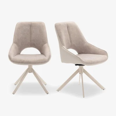 Furniture Village Tino Pair of Two Tone Swivel Dining Chairs - Two Tone