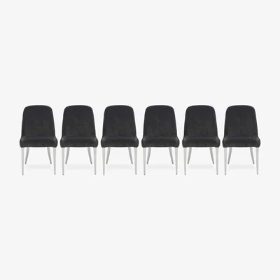 Furniture Village Gabana Set of 6 Velvet Dining Chairs - Charcoal