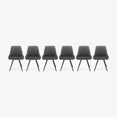 Furniture Village Saigon Set of 6 Grey Velvet Dining Chairs