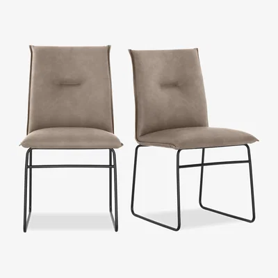 Furniture Village Connubia - Maya Pair of Black Metal Leg Dining Chairs - Desert
