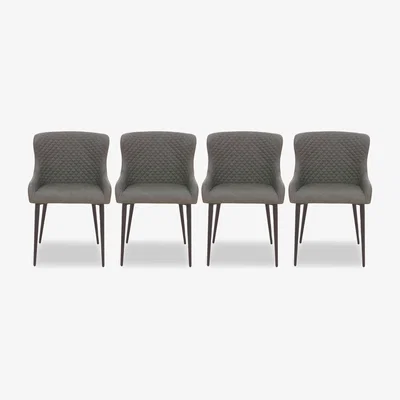 Furniture Village Hanoi Set of 4 Faux Leather Dining Chairs - Slate Grey