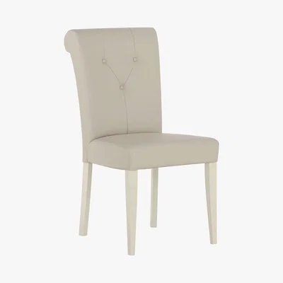 Furniture Village Annecy Pair of Upholstered Faux Leather Roll Back Dining Chairs