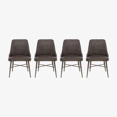 Furniture Village Val Set of 4 Leather Dining Chairs - Grey