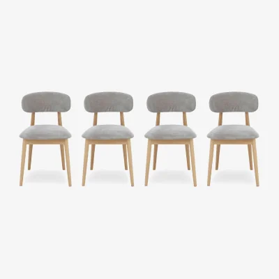Furniture Village Stockholm Set of 4 Wooden Dining Chairs - Light Oak